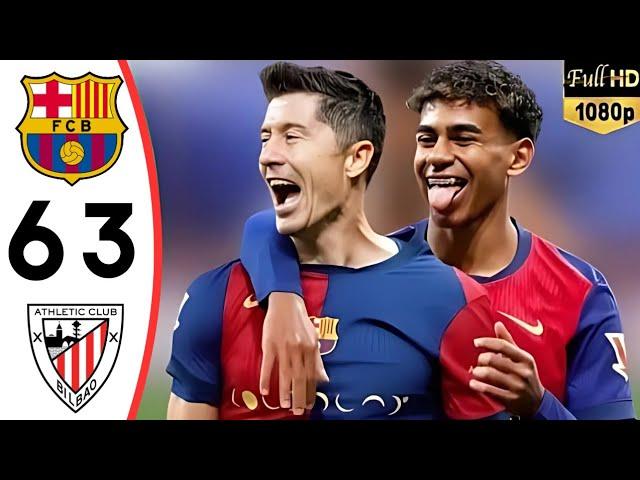 مباراة برشلونة و اتلتيك بلباو 6-3 هدف يامال و تألق ليفاندوفسكي